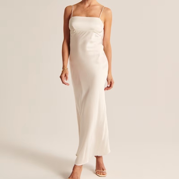 Abercrombie Satin Cowl Back Slip Midi Dress - Picture 2 of 10